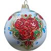 Silverado Natale ornamento realizzato in vetro, palla da 10 cm, bianco con fiori folk motive