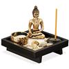 Relaxdays Giardino Zen, con Buddha, Pietre, Sabbia, Porta Incenso & Portalumino, Rilassante, Decorazione Feng Shui, nero