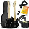 3rd Avenue Kit chitarra elettrica misura 1/4 per principianti - amplificatore portatile 5W, cavo, custodia, plettri e tracolla - Nera