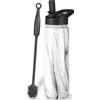 Milu Borraccia Termica Acciaio Inox - 500ml, 750ml, 1000ml (+3 coperchi) - Bottiglia Acqua Termos Senza BPA, Isolato Sottovuoto, A Prova di Perdite Anche per Acido Carbonico (Marmo, 500ml)