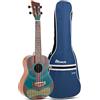 GEWA Concert Ukulele Manoa Tiki - Corpo Sapelli - Design Tiki 3 - multicolore/Legno naturale scuro satinato - incl. Gig Bag imbottito - K-CO-TC