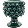 sicilia bedda - Mezza Pigna Siciliana in Ceramica di CALTAGIRONE - Realizzata Interamente a Mano - Vaso Porta Fiori - Ogni Realizzazione è Unica per Voi (Diametro 10, Verde)