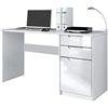 Vladon Logan Desk, scrivania per Ufficio con 2 cassetti e 1 Anta, Bianco Opaco/Bianco Lucido (129 x 76 x 60 cm)