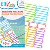 ETIKIDS TERMO COLOR ORIGINAL - 40 etichette di abbigliamento personalizzabili per l'asilo e la scuola, di diversi colori