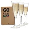 TUNDRA ICE INTERNATIONAL TUNDRA - Set 60 FLUTE PLASTICA da Champagne 100 ml. USA & RI-USA BPA-Free - Calici Plastica Riutilizzabili, Resistenti, Trasparenti, Riciclabili - Flute Plastica per Feste, Matrimoni