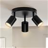 wowatt Lampada Faretti da soffitto Orientabili, Faretti 3 Luce Rotonda GU10 non Incluse, Moderna Plafoniera LED Nero Lampada da Soffitto Faretti da Parete Interno per Salotto Camera da Letto Cucina