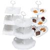Quanerba (3 Pezzi Alzata 3 piani per plastica Cupcake, Espositore per dolci, dessert alla Caramelle Buffet Tè Biscotti Porta Per Battesimo Bimbo Nascita Azzurre Comunione Matrimonio Laurea
