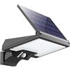 JESLED Luce Solare LED Esterno, 108LED Faretto con Sensore di Movimento, 2600mAh Lampada Girevole, 4 Modalità Luci Ricaricabile per Giardino