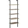 HOMCOM Libreria a Scala con 5 Ripiani in Stile Industriale in Legno e Metallo, 60x30x184.5cm, Marrone|Aosom