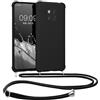kwmobile Custodia Compatibile con Huawei Mate 20 Pro Cover - Back Case in Silicone TPU - Protezione Smartphone con Cordino - nero