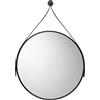 Croydex Specchio rotondo in pelle nera con cinturino appeso - nero - con Hang n Lock