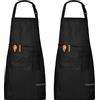 MOLENKY Grembiule Regolabile da 2 Pezzi con 2 Tasche, Waterproof Adulti Grembiule da Cucina, Adatto per Casa Lavoro Campeggio all'aperto, per Uomo e Donna