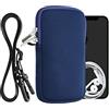 kwmobile Custodia in Neoprene con Zip per Smartphone - Portacellulare a Tracolla - Porta Cellulare da Collo Universale - Borsa Cover Telefono blu scuro