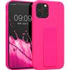 kwmobile 1x Custodia Compatibile con Apple iPhone 12 / iPhone 12 Pro - Cover Supporto Dita - Back Case per Smartphone - Protezione Gommata rosa shocking