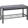 HAKU Panca portascarpe imbottita grigio nero Metallo Scarpiera con imbottita Seduta Tessuto - Dim. L 80 cm x A 48 cm x P 32 cm Stile Moderno