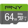 PNY Elite Scheda di Memoria microSDXC 64GB + Adattatore SD, Velocità di Lettura fino a 100MB/s, Classe 10 UHS-I, U1 per video Full HD