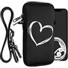 kwmobile Custodia in Neoprene con Zip per Smartphone - Portacellulare a Tracolla - Porta Cellulare da Collo Universale - Cover Borsa Telefono Cuore