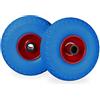 Relaxdays Set di 2 Ruote per Carrelli a Mano, Gomma Piena Antipanne, Asse 25mm, 100 kg, max, 260x85mm, Blu-Rosso