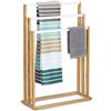 Relaxdays Porta Asciugamani da Terra in Bambù, HLP: 82 x 54 x 24 cm, Portasciugamani da Pavimento Autoportante, Marrone