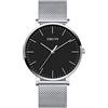 XIRUVE Orologio da Polso Donna Uomo Ultra Sottile Minimalista Quarzo Cinturino in Acciaio Inossidabile Maglia