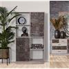 DRW Libreria con 2 ante e 2 ripiani in legno naturale, bianco e marrone 100 x 40 x 180 cm