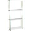 DRW Scaffale da terra in legno MDF e vetro bianco e trasparente 76 x 30 x 165 cm