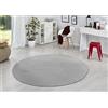 HANSE Home Tappeto Fancy Rotondo, Tappeto per Soggiorno, Tinta Unita, Moderno, in Velluto, per Sala da Pranzo, Soggiorno, cameretta dei Bambini, corridoio, Camera da Letto, Cucina, Grigio, Ø 133 cm