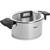 Woll Concept - Pentola con Coperchio, induttiva, Diametro 20 cm, Altezza 11 cm, 3,4 l, Adatta per Tutti i Piani Cottura, in Acciaio Inox, Resistente al Forno Fino a 200°, Colore: Argento
