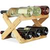 Relaxdays X-Shape Porta Vino Bambù a Forma di X 6 Bottiglie Stile Rustico Cantinetta Pieghevole HLP 22x36x20 cm, Beige
