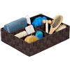 relaxdays Contenitore Bagno Portaoggetti, 5 Scomparti, Cestino Rettangolare, Organizer Intrecciato, Plastica, Marrone, 1 pz
