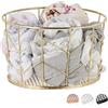 Relaxdays Cestino Rotondo, Vintage, Contenitore per Vestiti e Accessori, Decorativo, in Metallo, 22 cm, Color Oro
