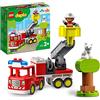 LEGO DUPLO Town Autopompa, Camion Giocattolo dei Pompieri con Luci, Sirena e Scala Mobile, Figure di Vigile del Fuoco e Gatto, Giochi per Bambini e Bambine da 2 Anni, Idee Regalo di Compleanno 10969