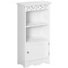 Homcom Armadietto da Terra per Bagno in Legno con Decoro Intaglio Floreale Bianco 40 x 23 x 80cm