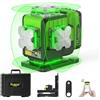 Huepar Livella laser 360,Huepar 60m 4d livella laser autolivellante,16 linee verdi con bluetooth, IP54 professionali livella laser per lavori di livellamento edilizia, ristrutturazione casa e fai-da-te,p04cg