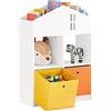 SoBuy Libreria per bambini Scaffale per bambini con 2 scatole in tessuto Organizer per giocattoli Bianco KMB49-W
