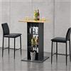 [en.casa] Tavolo Alto da Bar a 3 Ripiani Portabottiglie Tavolo Bistrot da Cocktail con Piano Quadrato per Sala da Pranzo Cucina Cucinotto 70x70x110 cm - Grigio Scuro/Color Legno