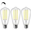 ZIKEY Lampadine di Filamento a LED, 10W Dimmerabile E27 Lampadine, ST64 Stile Vintage Edison, Equivalente a 100W, Bianco Freddo 6500K, 1000lm, Confezione da 3