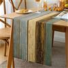 Hanrunsi Runner da tavolo, moderno, per soggiorno, primavera, verde, blu, grigio, tavole, fienile, set per tavolo da pranzo, feste, matrimoni, lino, 33 x 183 cm