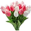 Amajoy multicolori fiori artificiali finti tulipani in lattice, vero tocco per bouquet fai da te, matrimoni, feste nuziali, baby shower, decorazioni per la casa