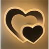 Partenopeautensili® Applique led da parete a muro illuminazione per interno con forma di doppio cuore stile moderno lampada 12W by Universo (12W Caldo 3000K)