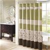 Madison Park Serene Tenda da doccia in finta seta ricamata floreale, lavabile in lavatrice, decorazione moderna per la casa, bagno, 72 x 72, verde