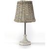 Onli 4887/L Lampada da Tavolo Cestino con Paralume E27, Bianco, Ø 20 x h 40cm, legno;rattan