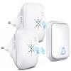 Görvitor Campanello senza batteria per esterni, impermeabile con 2 ricevitori, IP68, impermeabile senza fili, portata 150 m, 4 livelli di volume, 37 suonerie, campanello senza batteria, bianco