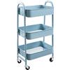 DOEWORKS Carrello portaoggetti Carrello con ruote, carrello di servizio a 3 livelli, carrello da cucina, carrello rotante, carrello in metallo, per camera da letto, bagno, ufficio, grigio-blu