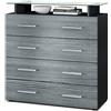 Vladon Madia Pavos V2, Mobile con 4 cassetti e ripiano in vetro, nero opaco/avola-antracite (76 x 81 x 35 cm)