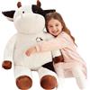 IKASA Mucca Peluche Gigante Animale di Morbido Giocattolo Della Mucca Jumbo Peluche (Bianca, 78cm)