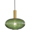 HJXDtech Lampadario a sospensione industriale vintage in vetro a coste, lampada da soffitto moderna in ottone lucidato retrò per cucina salone camera da letto (Verde, 30cm)