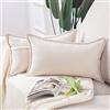 Madizz 2 Pezzi Federe Corto Ciniglia Copricuscini Morbido Decorativo Fodere per Cuscino Lusso Stile per Divano Camera da Letto Avorio Rettangolare 30x50 cm