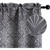 GIRASOLE HOME Coppia Tende Jacquard Semi Oscuranti Fantasia Rombi Tenda Filtrante per Soggiorno Camera e Interni 2 Pannelli con Tasca (70x145cm, Nero)