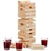 relaxdays Torre Traballante Alcolica, Drunk Tower, 60 Blocchi di Legno, 4 Bicchierini, Gioco Solo per Adulti, Naturale, Colore, 10022794